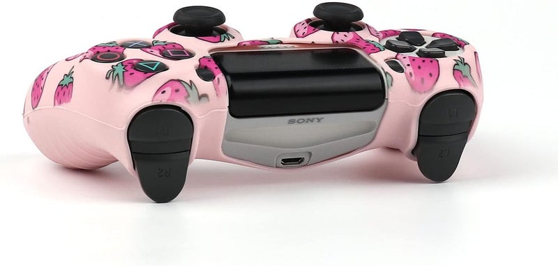RALAN Pink Controller Skins for PS4,Fruit Silicone Controller Cover Skin Protector Compatible /PS4 Slim/PS4 Pro Controller with 2 Cute Thumb Grips Caps… - Image 5